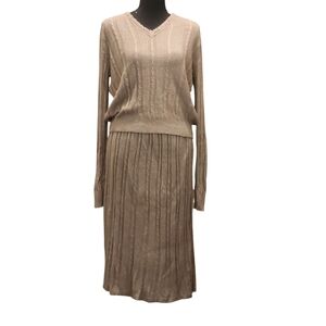 British Vogue Vintage Knit Sweater Top & Matching Skirt